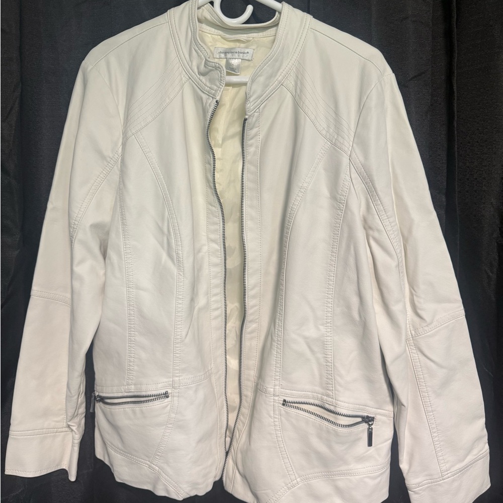 Christopher & Banks Cream Leather Jacket